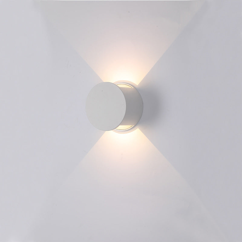 Circular Shape Wall Light Modern Style Metal 2 Lights Sconce in Black/White
