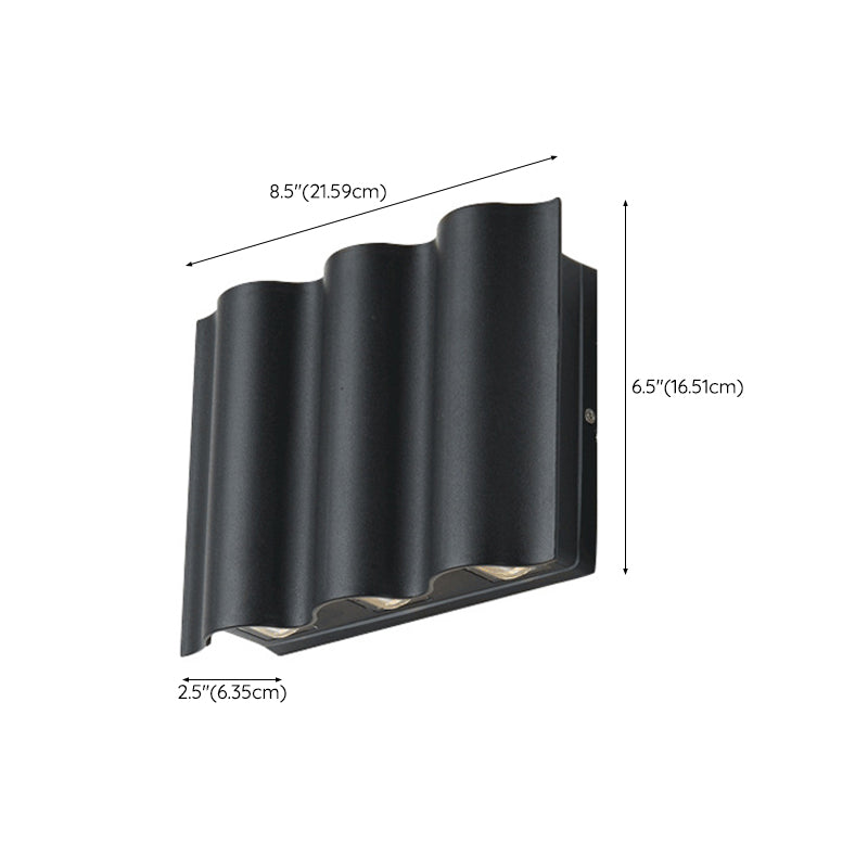 Modern Style Wave Shape Wall Sconce Metal Sconces in Black for Outdoor