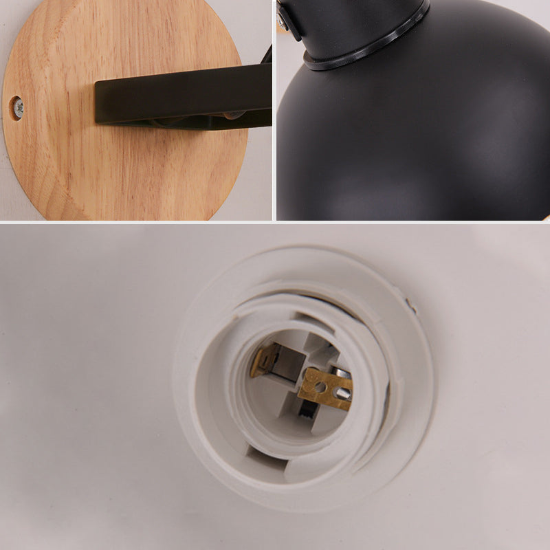 Dome Shape Wall Lighting Modern Style Metal 2 Lights Sconce Lamp in Black/White