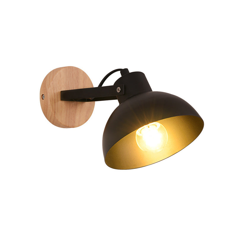 Dome Shape Wall Lighting Modern Style Metal 2 Lights Sconce Lamp in Black/White