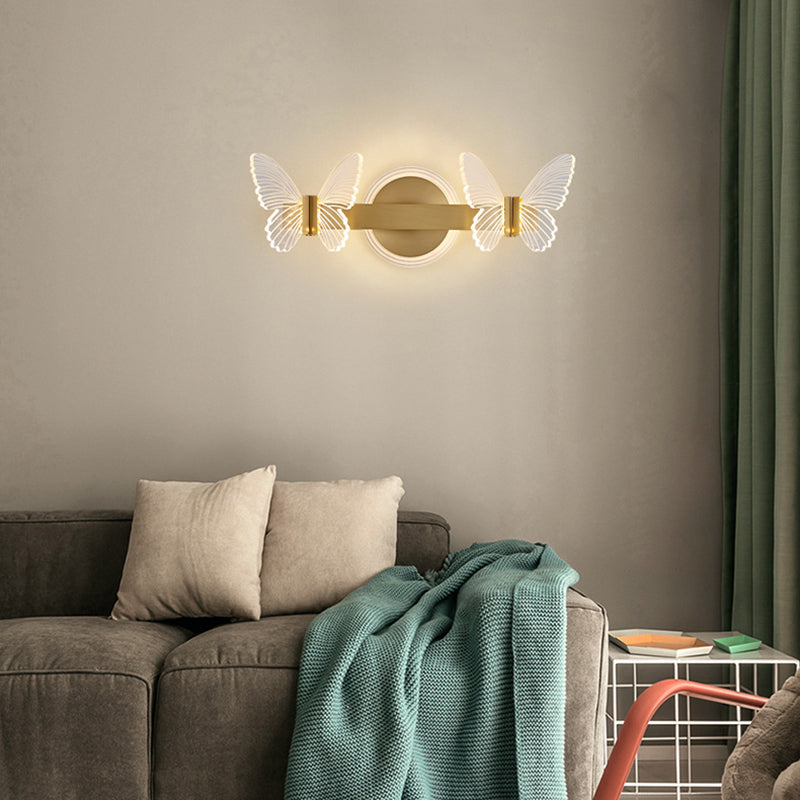 Butterfly Wall Sconce Lighting Modern Metal Wall Sconces in Gold