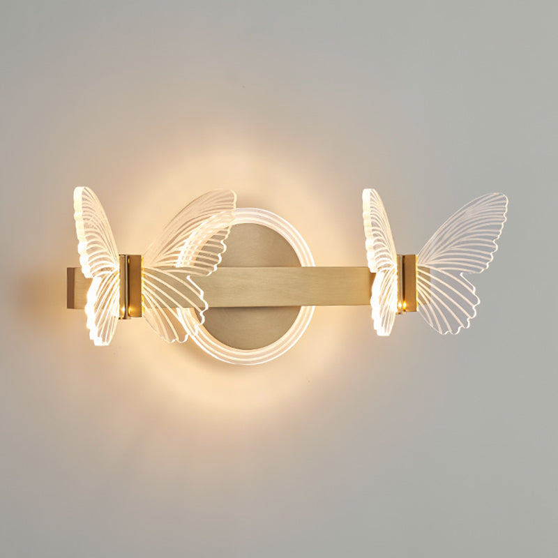 Butterfly Wall Sconce Lighting Modern Metal Wall Sconces in Gold