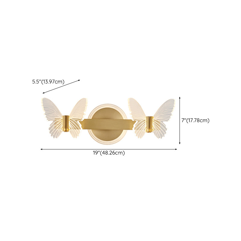 Butterfly Wall Sconce Lighting Modern Metal Wall Sconces in Gold