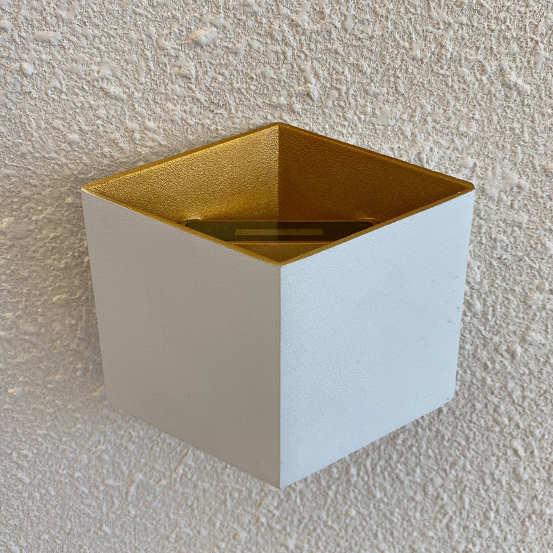 Modern Style Square Shade Wall Sconce Metal 2 Lights Sconces for Bedroom