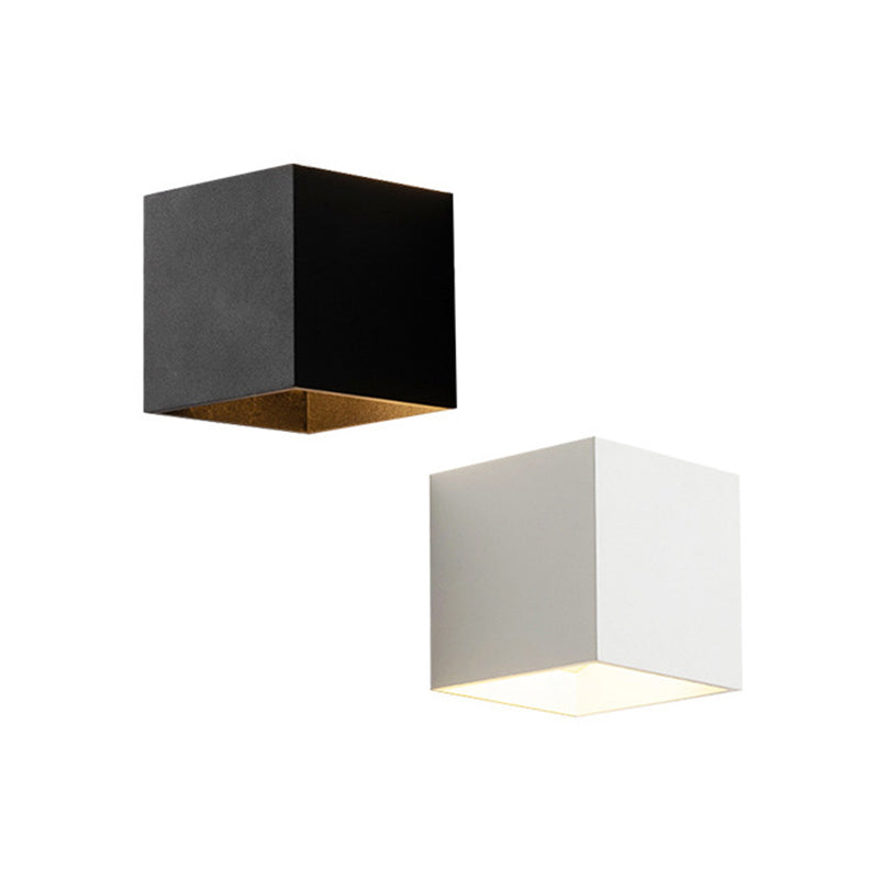 Modern Style Square Shade Wall Sconce Metal 2 Lights Sconces for Bedroom