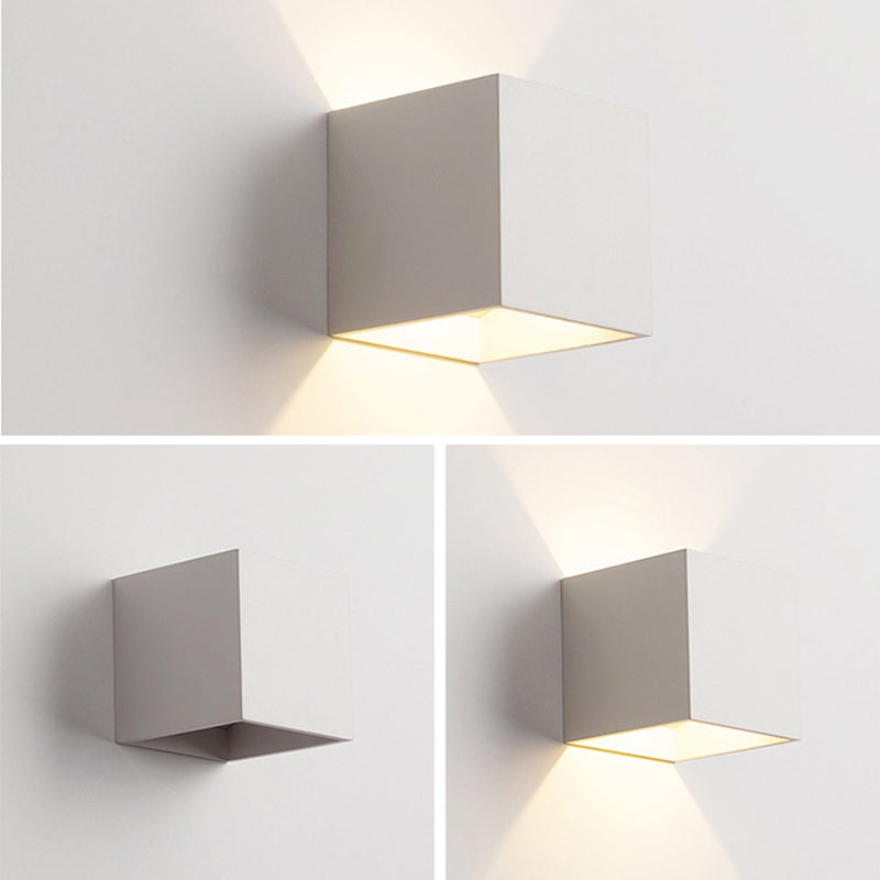 Modern Style Square Shade Wall Sconce Metal 2 Lights Sconces for Bedroom