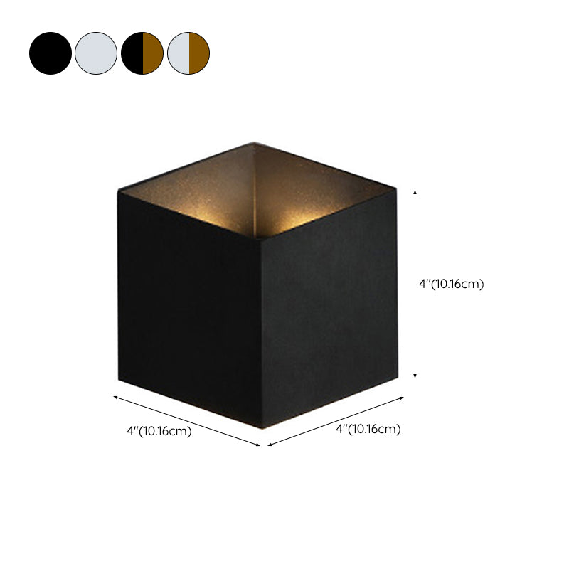 Modern Style Square Shade Wall Sconce Metal 2 Lights Sconces for Bedroom