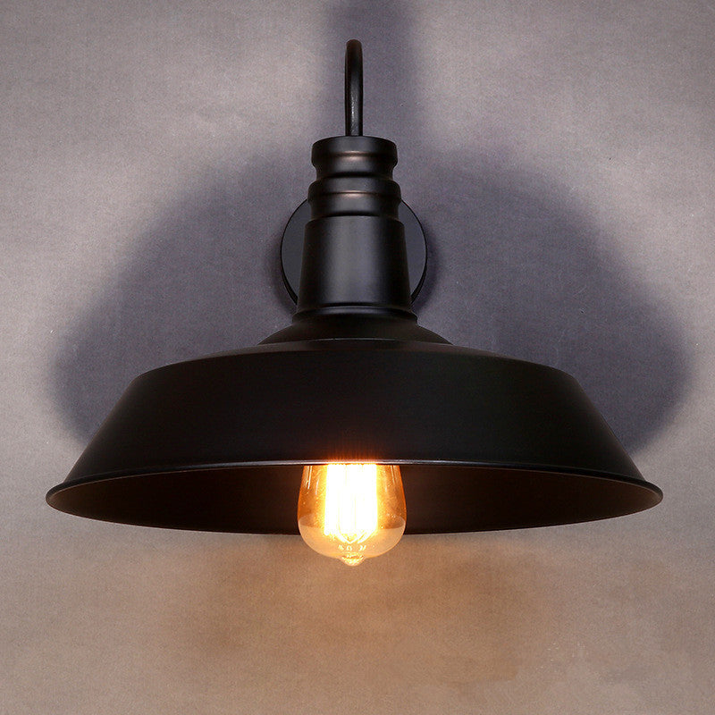 Flat Shape Wall Light Industrial Style Metal 1 Light Wall Lamp for Outdoor Sconces