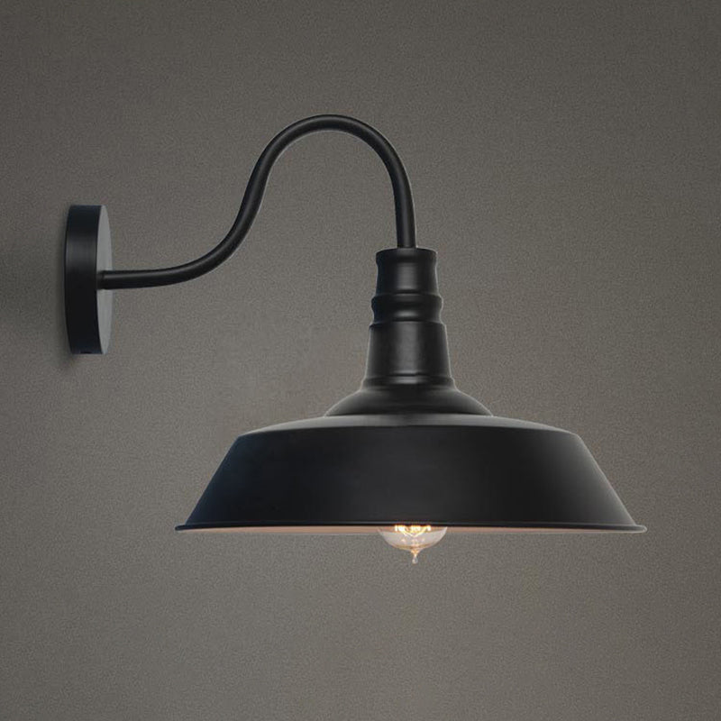 Flat Shape Wall Light Industrial Style Metal 1 Light Wall Lamp for Outdoor Sconces