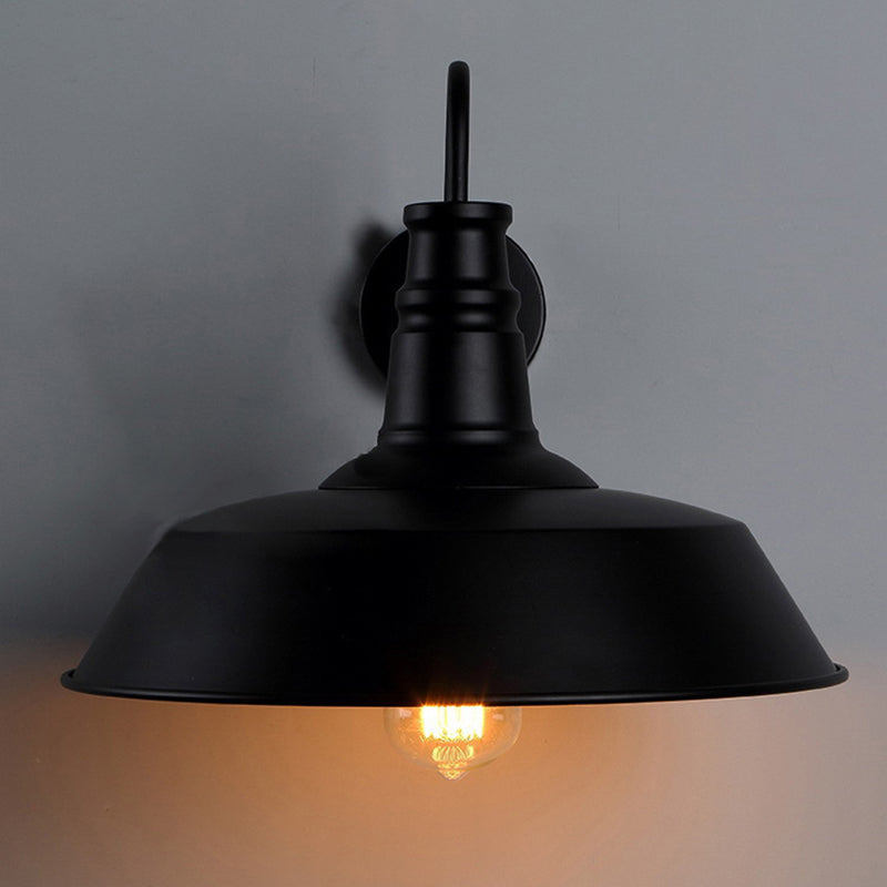 Flat Shape Wall Light Industrial Style Metal 1 Light Wall Lamp for Outdoor Sconces