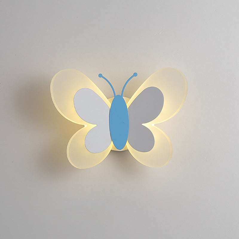 Metal Butterfly Shape Wall Light Kid Style 2 Lights Wall Light Sconce