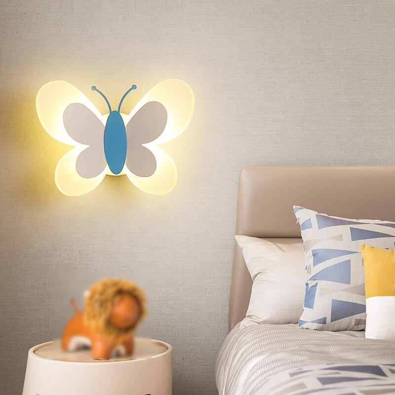 Metal Butterfly Shape Wall Light Kid Style 2 Lights Wall Light Sconce