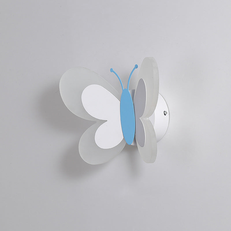 Metal Butterfly Shape Wall Light Kid Style 2 Lights Wall Light Sconce
