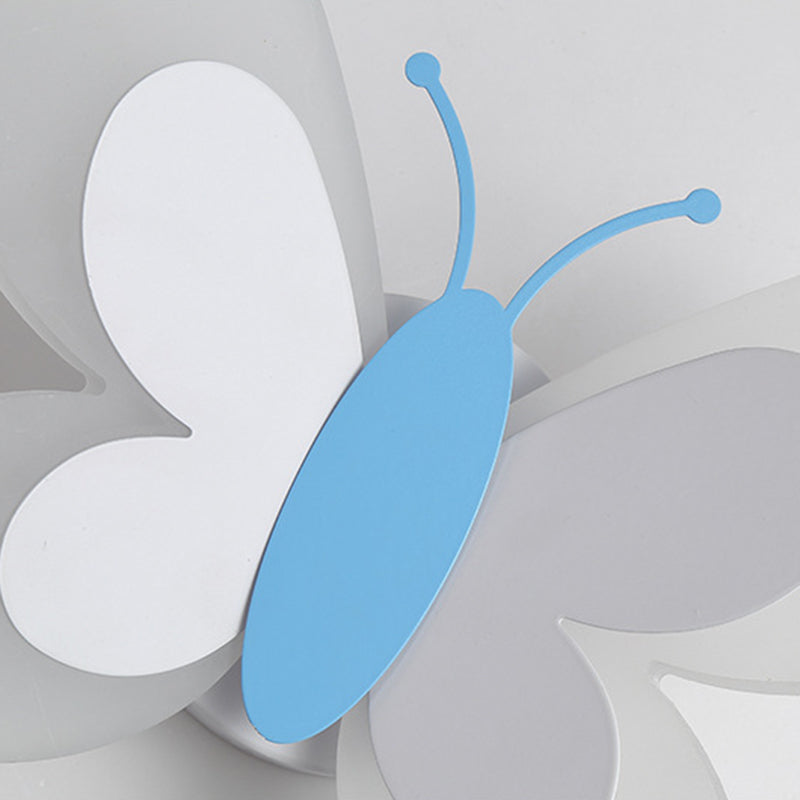 Metal Butterfly Shape Wall Light Kid Style 2 Lights Wall Light Sconce