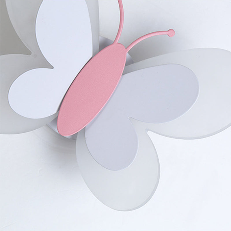 Metal Butterfly Shape Wall Light Kid Style 2 Lights Wall Light Sconce