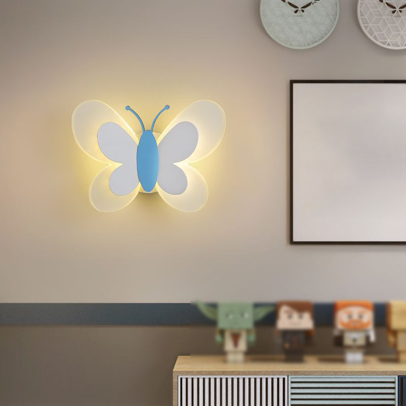 Metal Butterfly Shape Wall Light Kid Style 2 Lights Wall Light Sconce