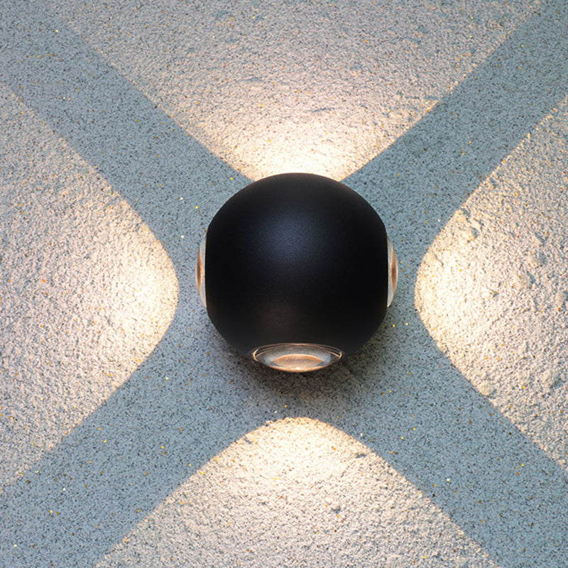 Ball Shape Wall Light Modern Style Metal 1/2/4 Lights Sconce in Black