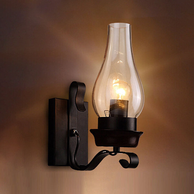 Regular Shape Wall Light Modern Style Glass 1 Light Wall Lamp in Bronze and Copper