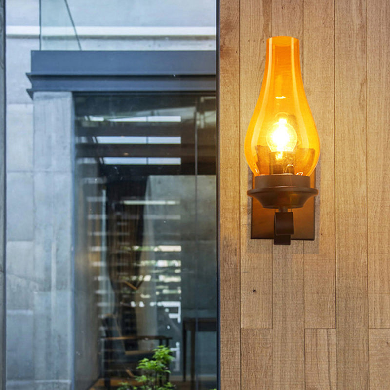 Regular Shape Wall Light Modern Style Glass 1 Light Wall Lamp in Bronze and Copper