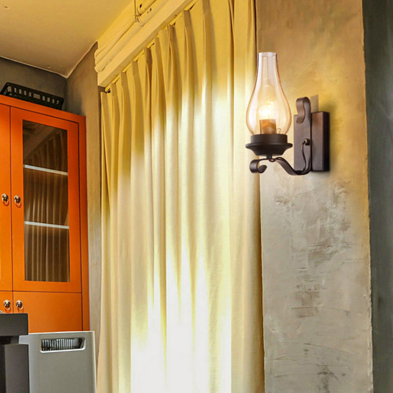 Regular Shape Wall Light Modern Style Glass 1 Light Wall Lamp in Bronze and Copper