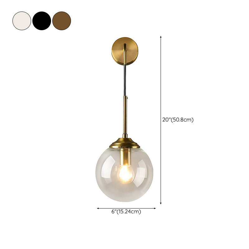 Industrial Style Ball Shade Wall Lamp Glass 1 Light Sconces for Bedroom