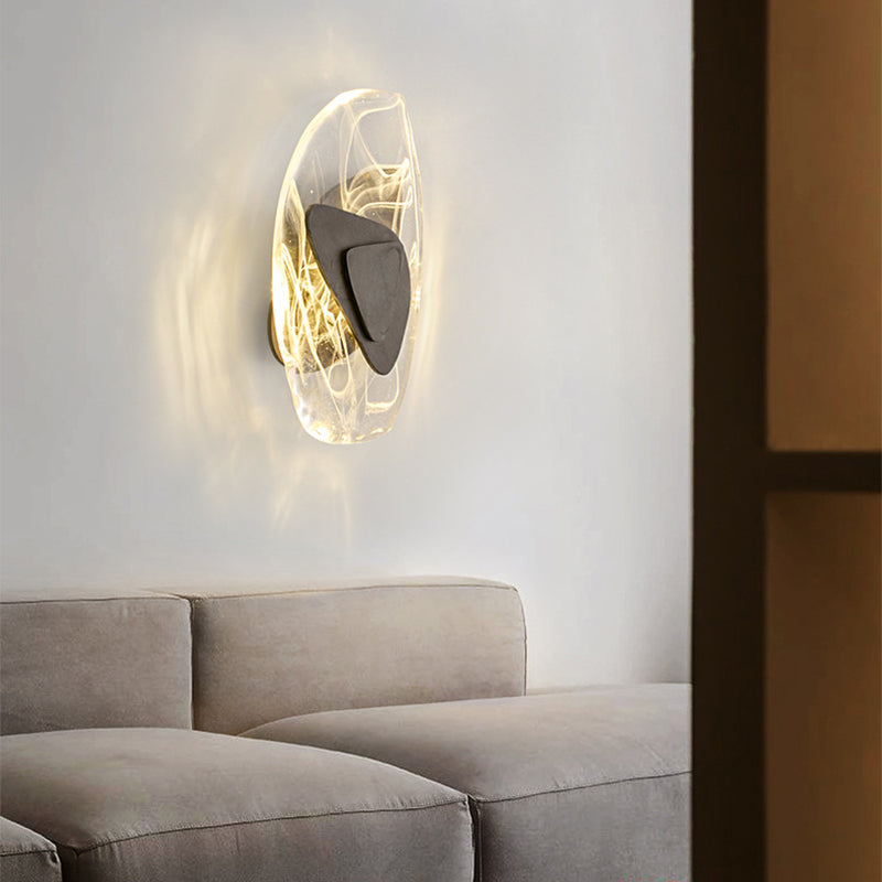 Metal Modern Wall Sconce Geometric Shape Wall Light with Glass Shade for Living Room