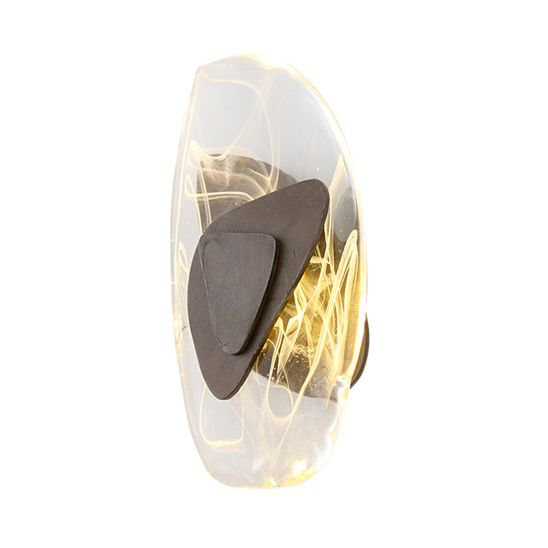 Metal Modern Wall Sconce Geometric Shape Wall Light with Glass Shade for Living Room