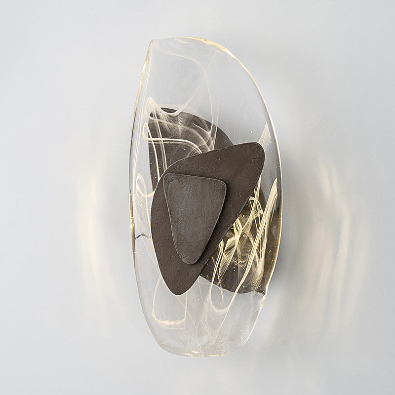 Metal Modern Wall Sconce Geometric Shape Wall Light with Glass Shade for Living Room