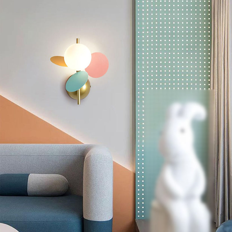 Macaron Ball Shade Wall Sconce Metal 1 Light Sconces for Bedroom