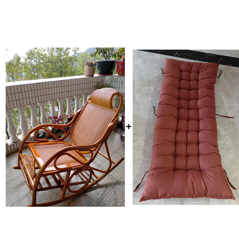 Traditional Rocking Chair Rattan Frame Solid Color Built-in Armrest Indoor Rocking Chair