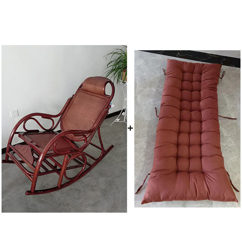 Traditional Rocking Chair Rattan Frame Solid Color Built-in Armrest Indoor Rocking Chair