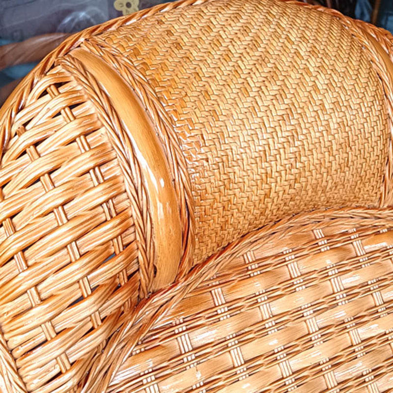 Traditional Rocking Chair Rattan Frame Solid Color Built-in Armrest Indoor Rocking Chair