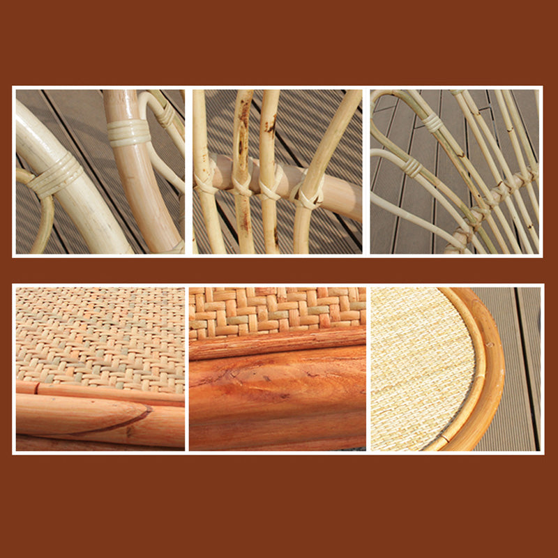 Traditional Rocking Chair Rattan Frame Solid Color Built-in Armrest Indoor Rocking Chair