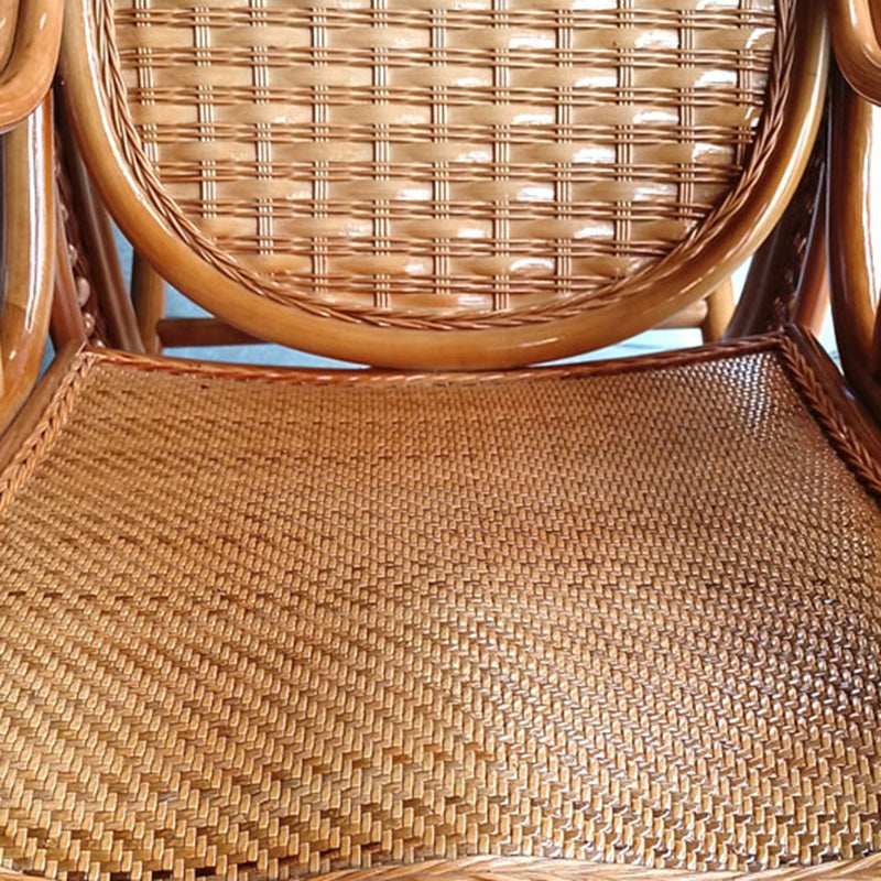 Traditional Rocking Chair Rattan Frame Solid Color Built-in Armrest Indoor Rocking Chair