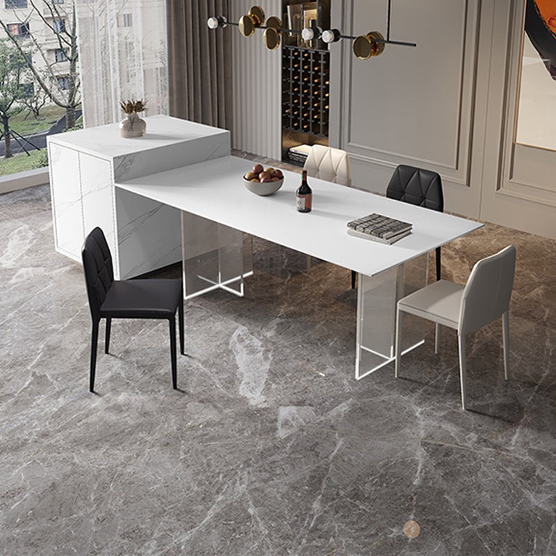 Modern Sintered Stone Top Dining Table Rectangle Table with Plastic Base