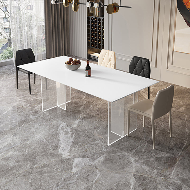 Modern Sintered Stone Top Dining Table Rectangle Table with Plastic Base