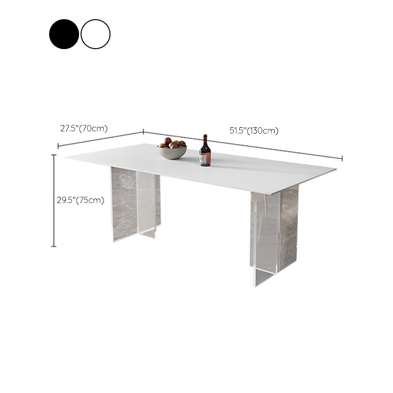 Modern Sintered Stone Top Dining Table Rectangle Table with Plastic Base