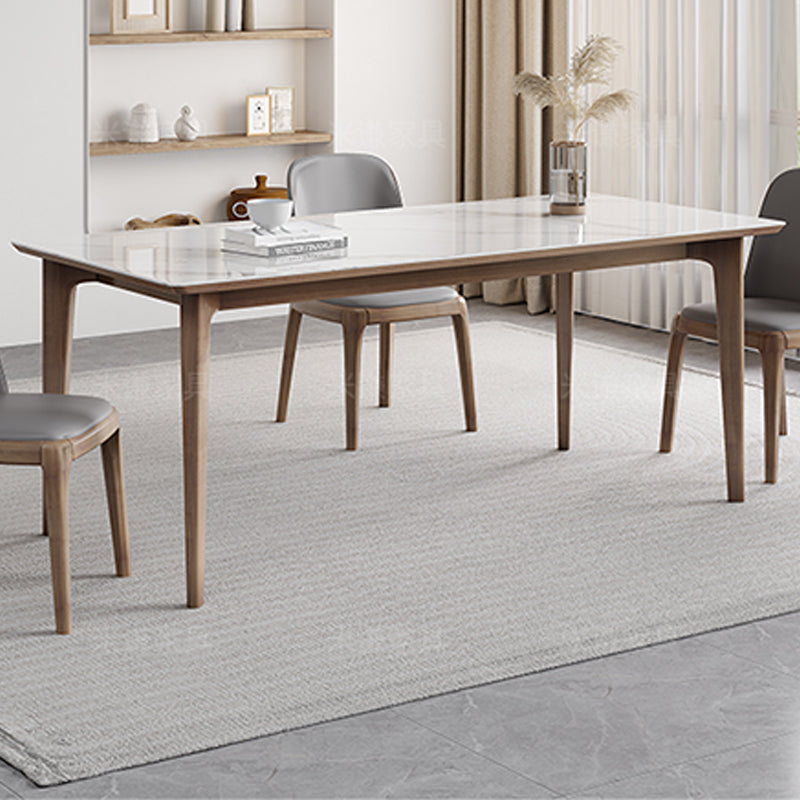 Rectangular Table Medieval Modern Sintered Stone Top Dining Table with Wooden Base