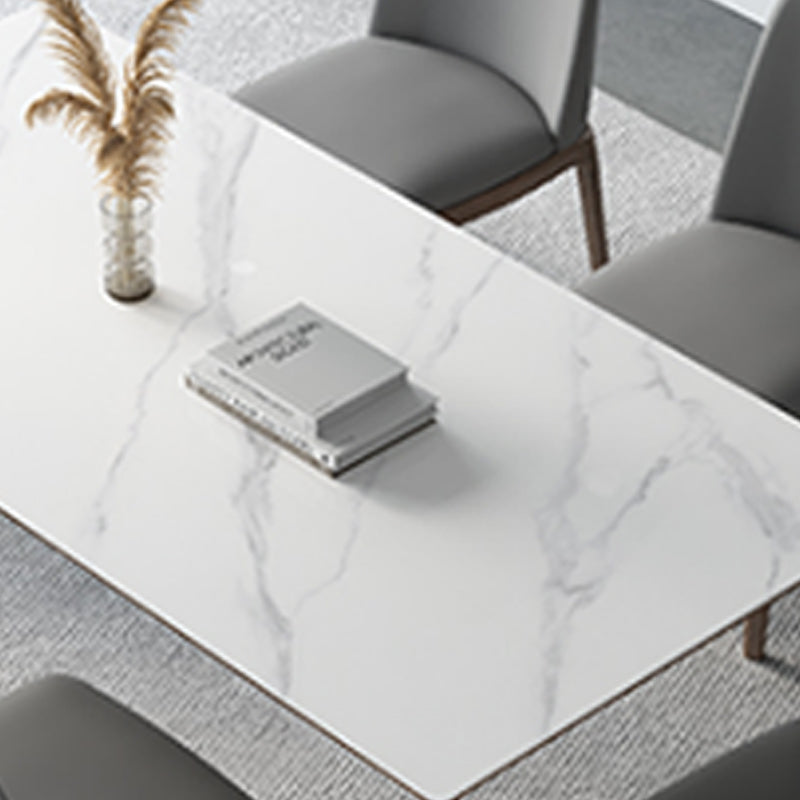 Rectangular Table Medieval Modern Sintered Stone Top Dining Table with Wooden Base
