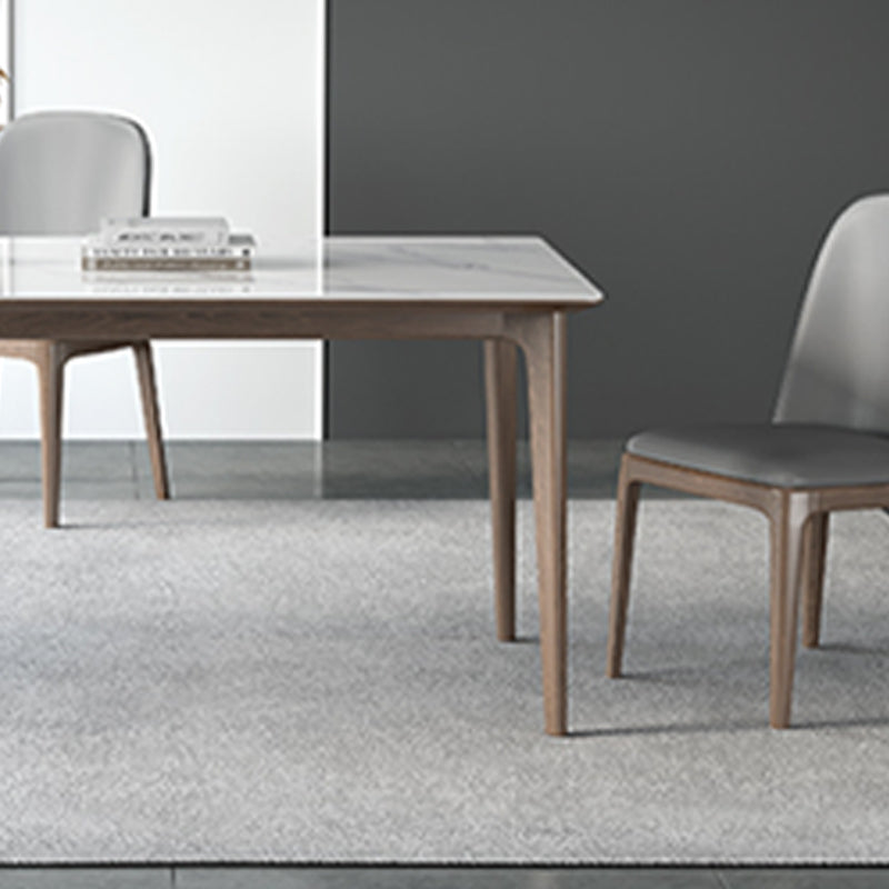 Rectangular Table Medieval Modern Sintered Stone Top Dining Table with Wooden Base