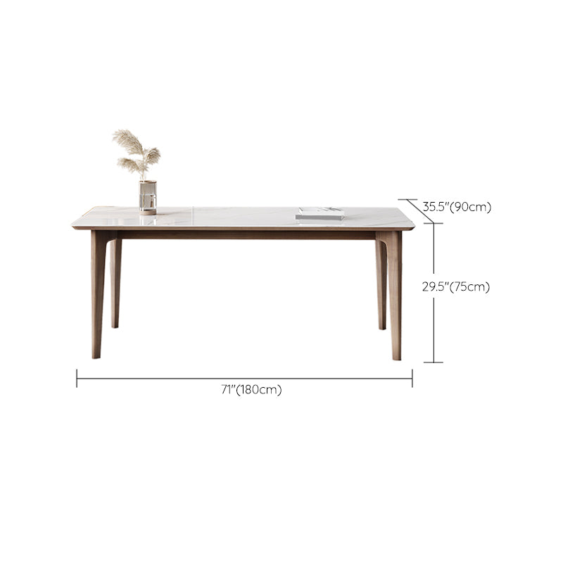 Rectangular Table Medieval Modern Sintered Stone Top Dining Table with Wooden Base