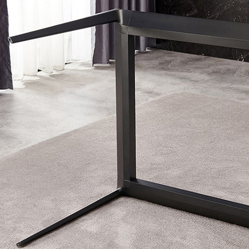 Modern Sintered Stone Dining Table Rectangle Table with Metal Base for Home