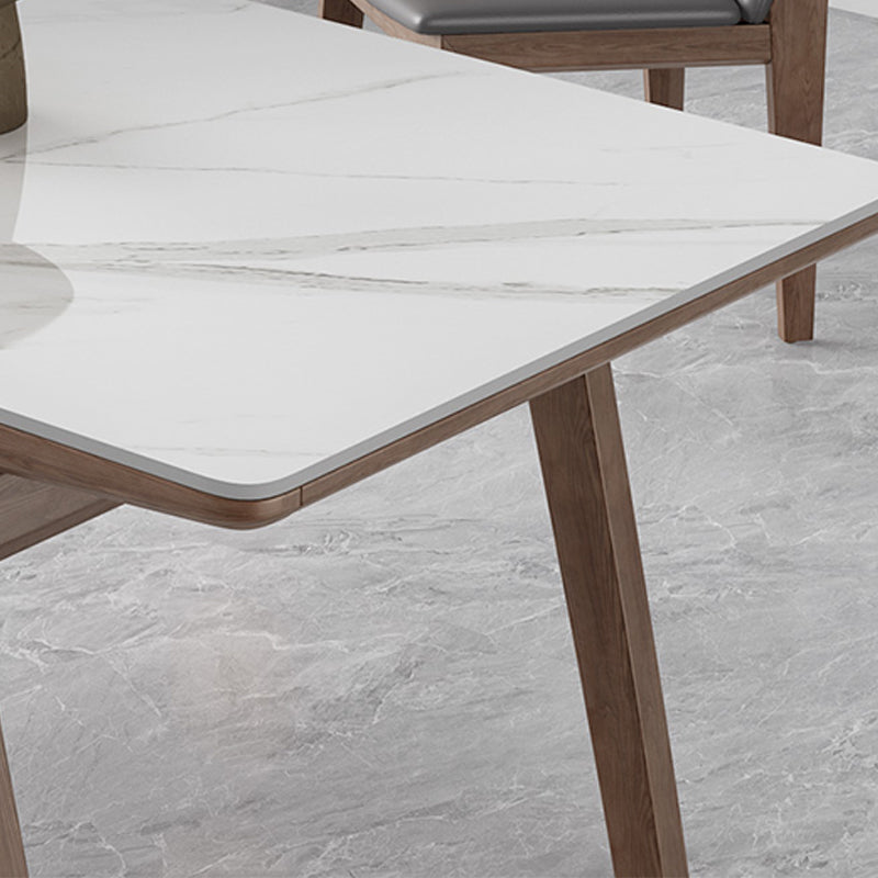 Rectangle Table Medieval Modern Sintered Stone Top Dining Table with Wooden Base
