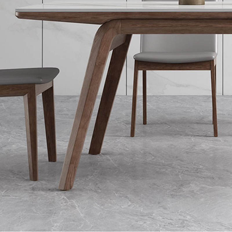 Rectangle Table Medieval Modern Sintered Stone Top Dining Table with Wooden Base
