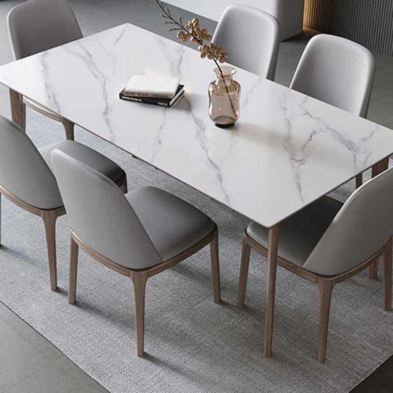 Rectangle Table Medieval Modern Sintered Stone Dining Table with Wooden Base