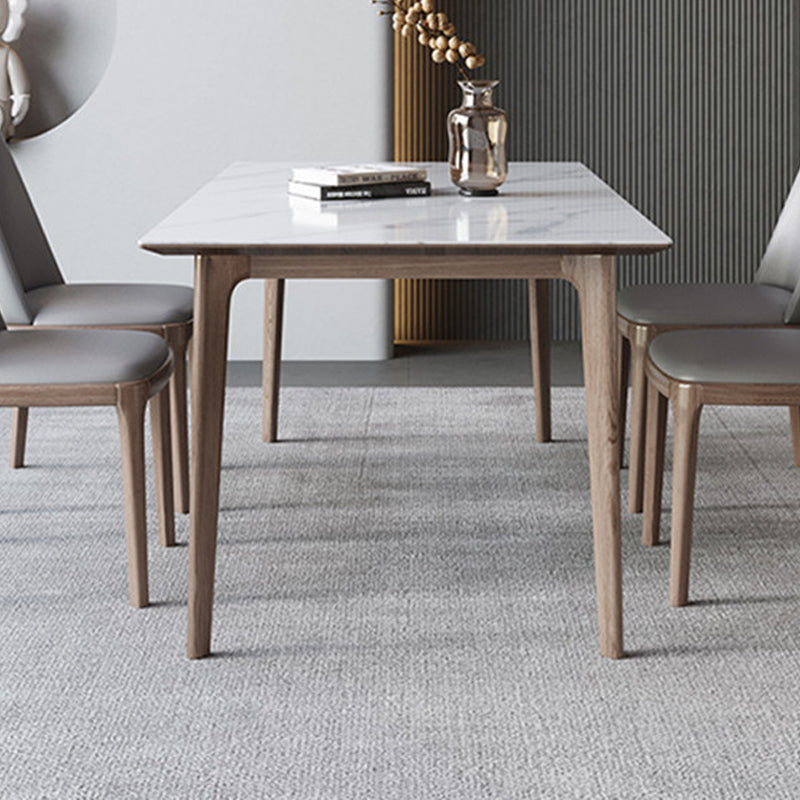 Rectangle Table Medieval Modern Sintered Stone Dining Table with Wooden Base
