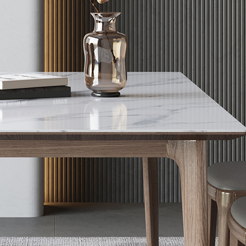 Rectangle Table Medieval Modern Sintered Stone Dining Table with Wooden Base