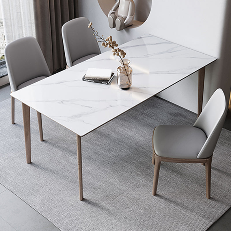 Rectangle Table Medieval Modern Sintered Stone Dining Table with Wooden Base