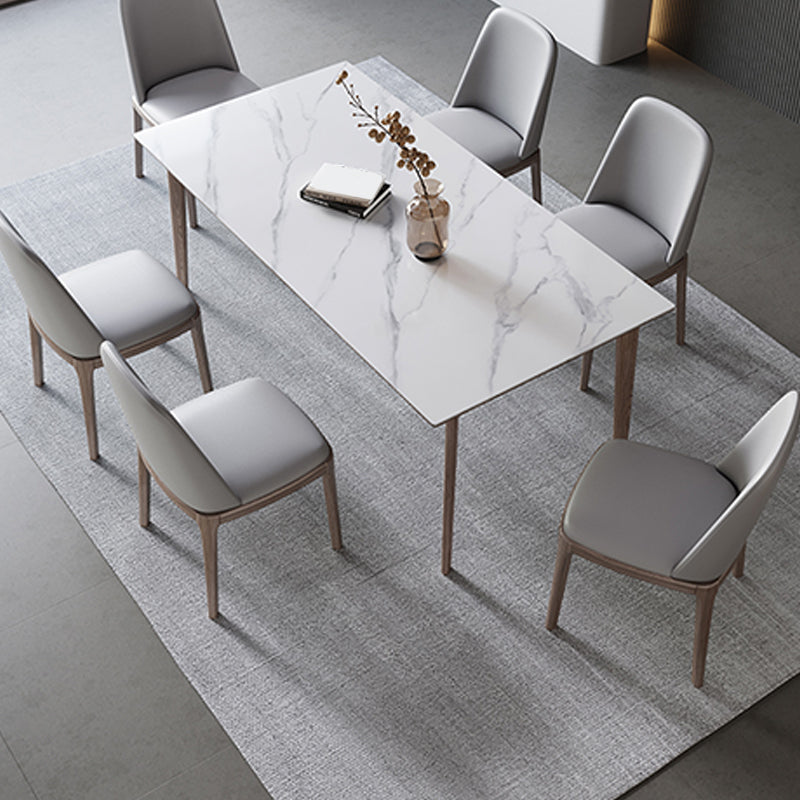 Rectangle Table Medieval Modern Sintered Stone Dining Table with Wooden Base