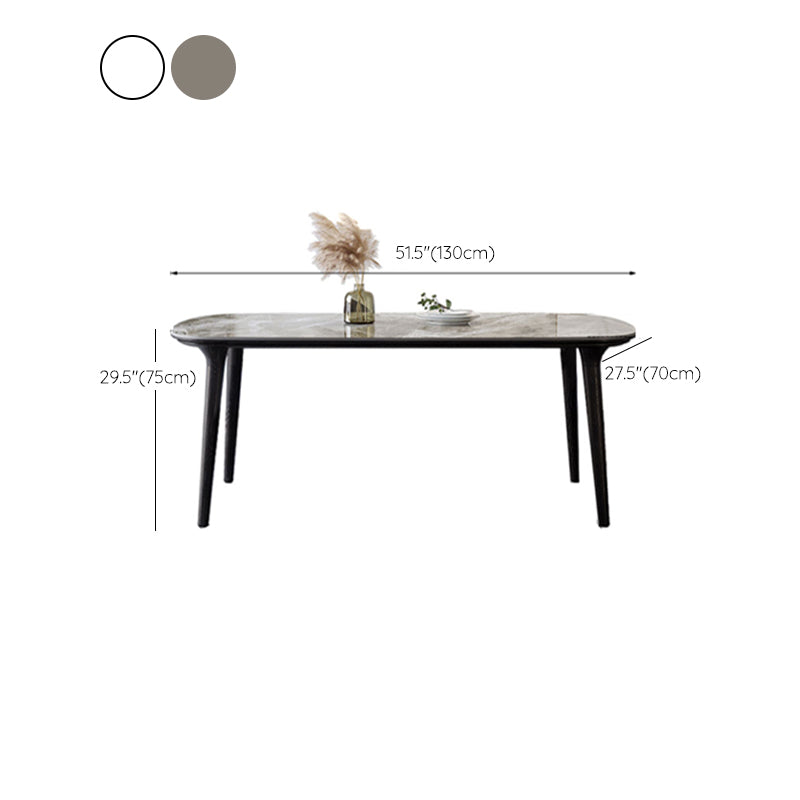 Industrial Sintered Stone Top Dining Table Rectangle Dinette Table with Wooden Base